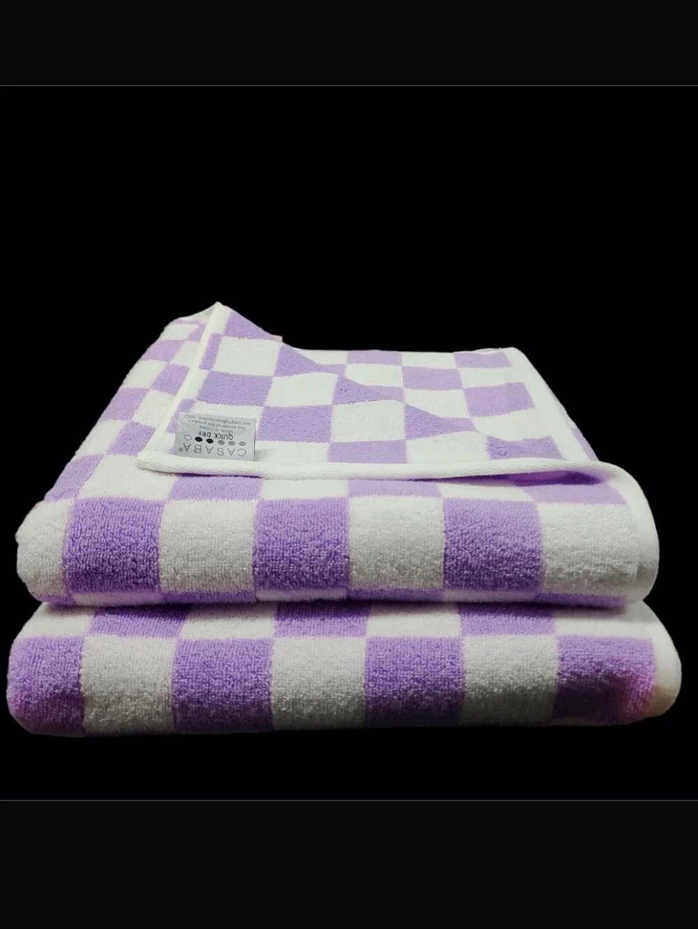 6pc MACKENZIE Style PURPLE White Courtly Check Bath Hand Tip Towel Set Casaba